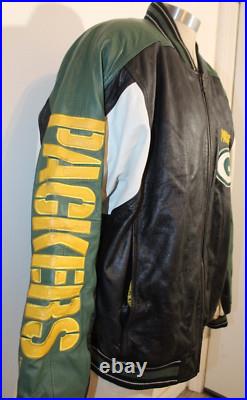 NFL GREEN BAY PACKERS G-111 Carl Banks Size XL Lined Leather Football Jacket