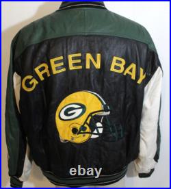 NFL GREEN BAY PACKERS G-111 Carl Banks Size XL Lined Leather Football Jacket