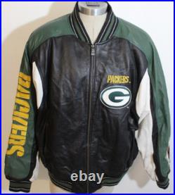 NFL GREEN BAY PACKERS G-111 Carl Banks Size XL Lined Leather Football Jacket