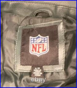 NFL Green Bay Packers Leather Jacket Classic/Throwback Logo Size L Mens