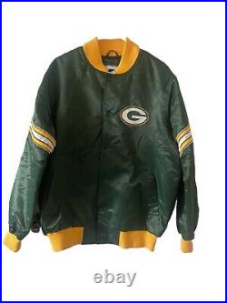 NFL Green Bay Packers Starter Satin Streetwear Bomber Varsity Jacket Rare Large