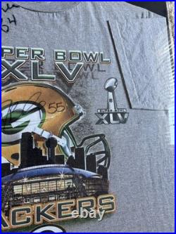 New Autographed Green Bay Packers Super Bowl XLV T-Shirt #55 Bishop #64 Kramer