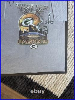 New Autographed Green Bay Packers Super Bowl XLV T-Shirt #55 Bishop #64 Kramer