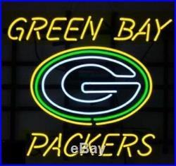 New Green Bay Packers Neon Light Sign 20x16 Beer Bar Real Glass Man Cave