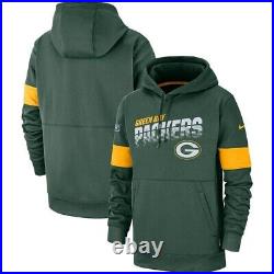 New Green Bay Packers Nike Sideline Logo Performance Pullover Hoodie Men's Large