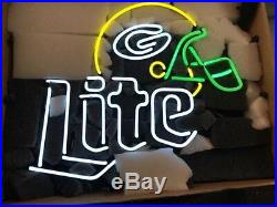 New Miller Lite Green Bay Packers Helmet Neon Light Sign 17x14