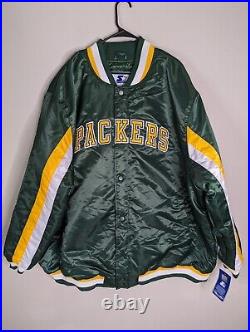 New Starter Green Bay Packers Satin Bomber Jacket Varsity Men's Size 6XL NWT