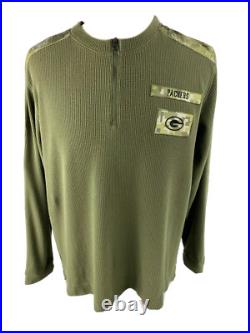 Nike L On Field Issued 1/4 Zip Waffle Knit Henley Green Bay Packers Doug Collins