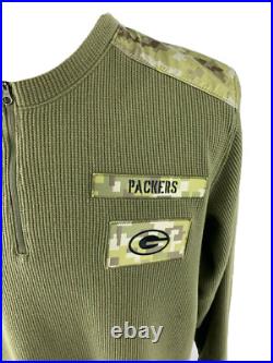 Nike L On Field Issued 1/4 Zip Waffle Knit Henley Green Bay Packers Doug Collins