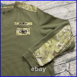 Nike L On Field Issued 1/4 Zip Waffle Knit Henley Green Bay Packers Doug Collins