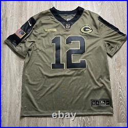 Nike NFL Green Bay Packers Aaron Rodgers Salute to Service Olive Jersey Men's XL