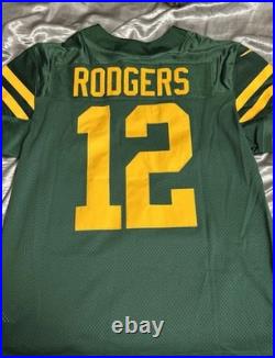 Nike Vapor Elite Mens Aaron Rodgers Throwback Green Bay Packers Jersey Size 44