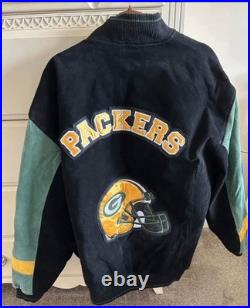 Official NFL Brand Men's Vintage Suede Green Bay Packers Varsity Jacket