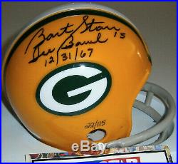 PACKERS Bart Starr signed mini helmet with Ice Bowl 12-31-67 Tristar AUTO Autograp