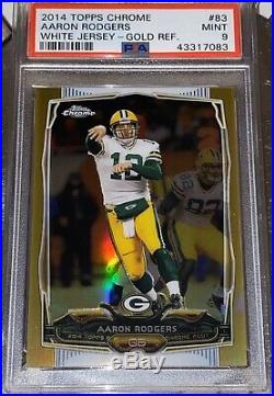POP 3 Aaron Rodgers 2014 Topps CHROME GOLD REFRACTOR W JERSEY 83 /50 PSA 9 BGS