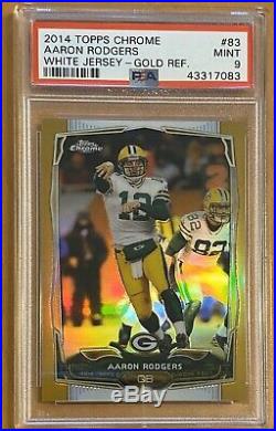 POP 3 Aaron Rodgers 2014 Topps CHROME GOLD REFRACTOR W JERSEY 83 /50 PSA 9 BGS