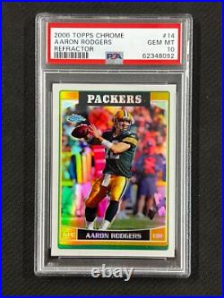 PSA 10 2006 Topps Chrome Football #14 Aaron Rodgers Refractor Green Bay Packers PSA 10 2006 Topps Chrome Football #14 Aaron Rodgers Refractor Green Bay Packers