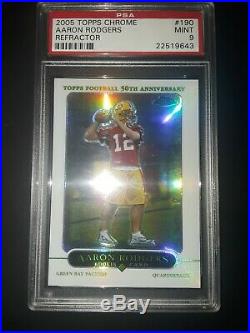 PSA 9 2005 Topps Chrome Refractor Aaron Rodgers RC Rookie Green Bay Packers Mint