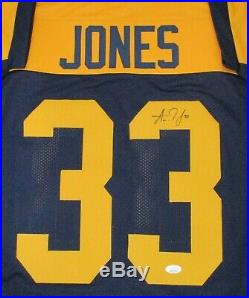 Packers AARON JONES #33 Signed Throwback Custom Replica Jersey AUTO JSA