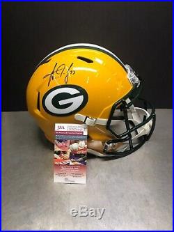 Packers AARON JONES Signed Full Size Riddell Speed Replica Helmet AUTO JSA