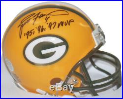 Packers Brett Favre'95'96'97 MVP Signed Mini Helmet Favre COA & Holo
