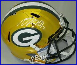 Packers DAVANTE ADAMS Signed Riddell Full Size CHROME Speed Helmet AUTO BCA