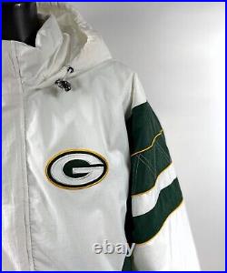 Packers Jacket Green Bay Starter Hooded Half Zip Pullover WHITE 3X 4X 5X 6X