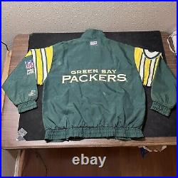 Packers Jacket Vintage Green Bay NFL Pro Line 90s Striped Logo Athletic Bomber