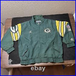 Packers Jacket Vintage Green Bay NFL Pro Line 90s Striped Logo Athletic Bomber