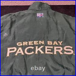 Packers Jacket Vintage Green Bay NFL Pro Line 90s Striped Logo Athletic Bomber