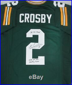Packers MASON CROSBY Signed Green Custom Replica Jersey AUTO with 2 Scripts JSA