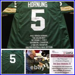 Paul Hornung Signed Autographed Stat Jersey JSA COA Green Bay Packers Great