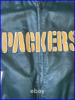 Preowned- Vintage 1995 Green Bay Packers Leather Varsity Jacket Mens (Size L)