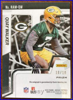 Quay Walker Panini Mosaic Gold Prizm RC Auto #10/10 Green Bay Packers
