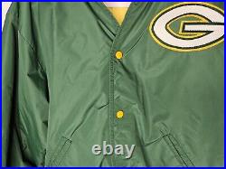 RARE Vintage Green Bay Packers Hooded Bomber Jacket Size 40 Medalist Sand Knit