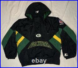 RARE Vintage NFL Pro Line Starter Jacket Size Medium Green Bay Packers Black M