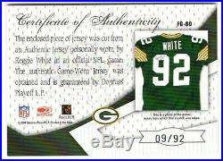 REGGIE WHITE 2004 Certified Fabric of the Game Auto GU Jersey #9/92 autograph