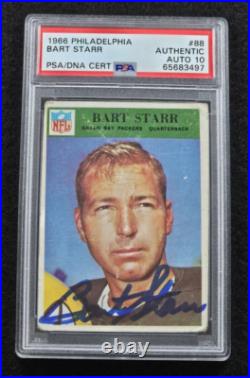 Rare 1966 BART STARR Signed Philadelphia Card-HOF-GREEN BAY PACKERS-PSA 10 Auto