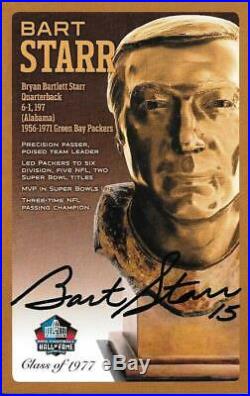 Rare Bart Starr Signed Bronze Bust Cardpro Football Hall Of Famehof Auto #117