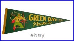 Rare Early 1940's-50's GREEN BAY PACKERS Original Felt Pennant Flag Green