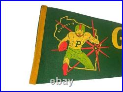 Rare Early 1940's-50's GREEN BAY PACKERS Original Felt Pennant Flag Green
