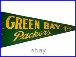Rare Early 1940's-50's GREEN BAY PACKERS Original Felt Pennant Flag Green