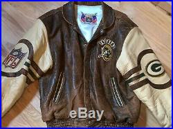 Rare Green Bay Packers leather jacket XL Jeff Hamilton Hide Side Door County