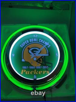 Rare NFL Green Bay Packers Super Bowl Champions 15 Green Neon Clock Man Cave Rare NFL Green Bay Packers Super Bowl Champions 15 Green Neon Clock Man Cave