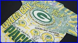Rare VTG MAGIC JOHNSON Green Bay Packers Power Pack All Over Print T Shirt 90s M