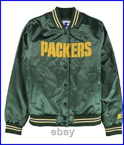 STARTER Womens Green Bay Packers Varsity Jacket, Green, Medium