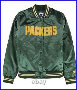 STARTER Womens Green Bay Packers Varsity Jacket, Green, Medium