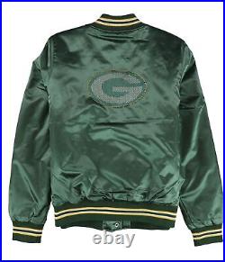 STARTER Womens Green Bay Packers Varsity Jacket, Green, Medium