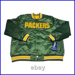 Starter Green Bay Packers Reversible Jacket Mens M NFL Faux Satin Bomber Retro