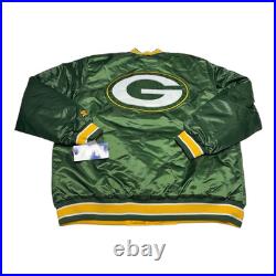 Starter Green Bay Packers Reversible Jacket Mens M NFL Faux Satin Bomber Retro